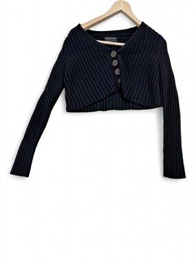 Urban Outfitters Cropped Ribbed V-Neck Button Sweater XS